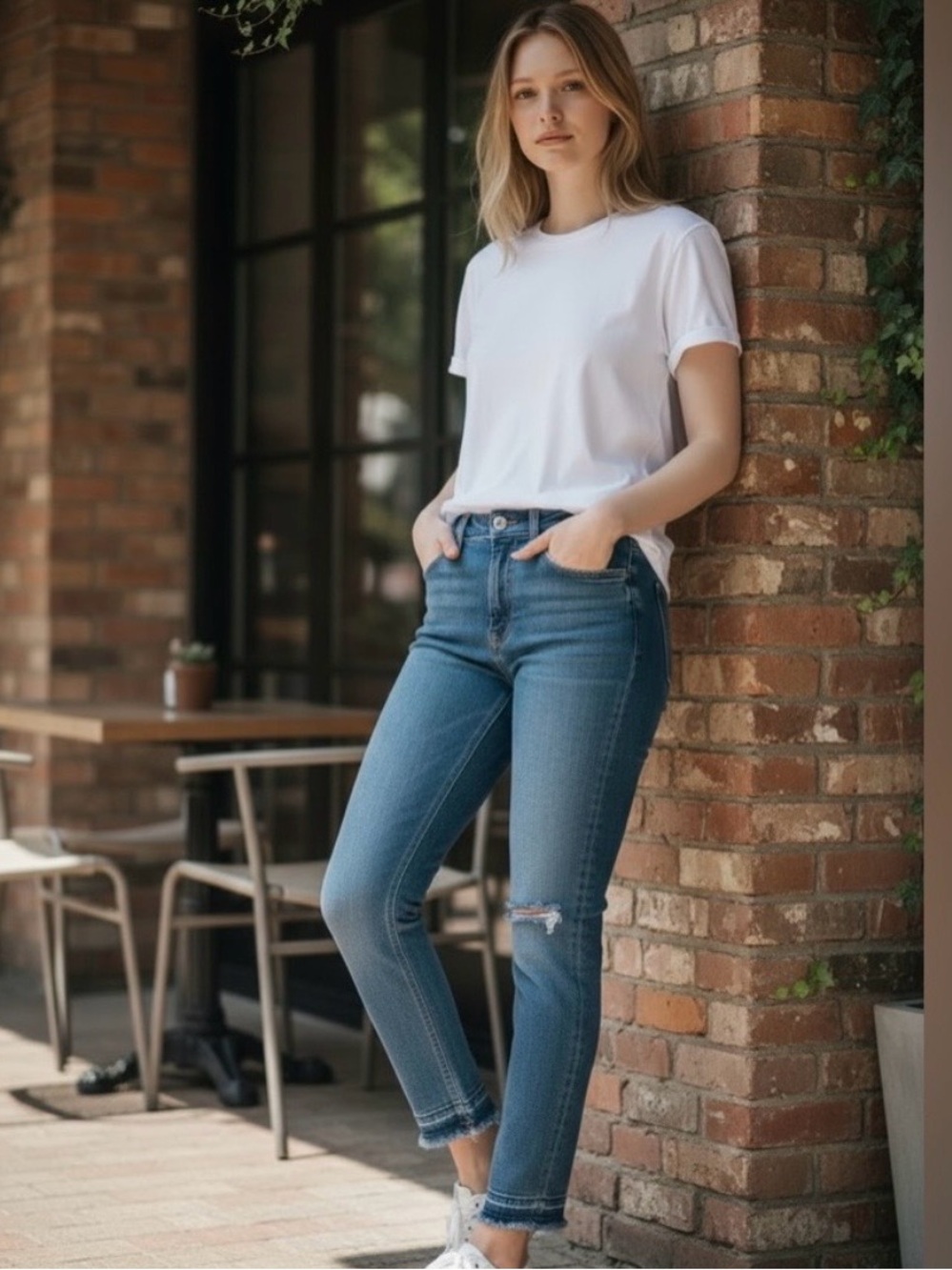 PAIGE Verdugo Ankle in Montreux Destructed/Ragged Fray Hem